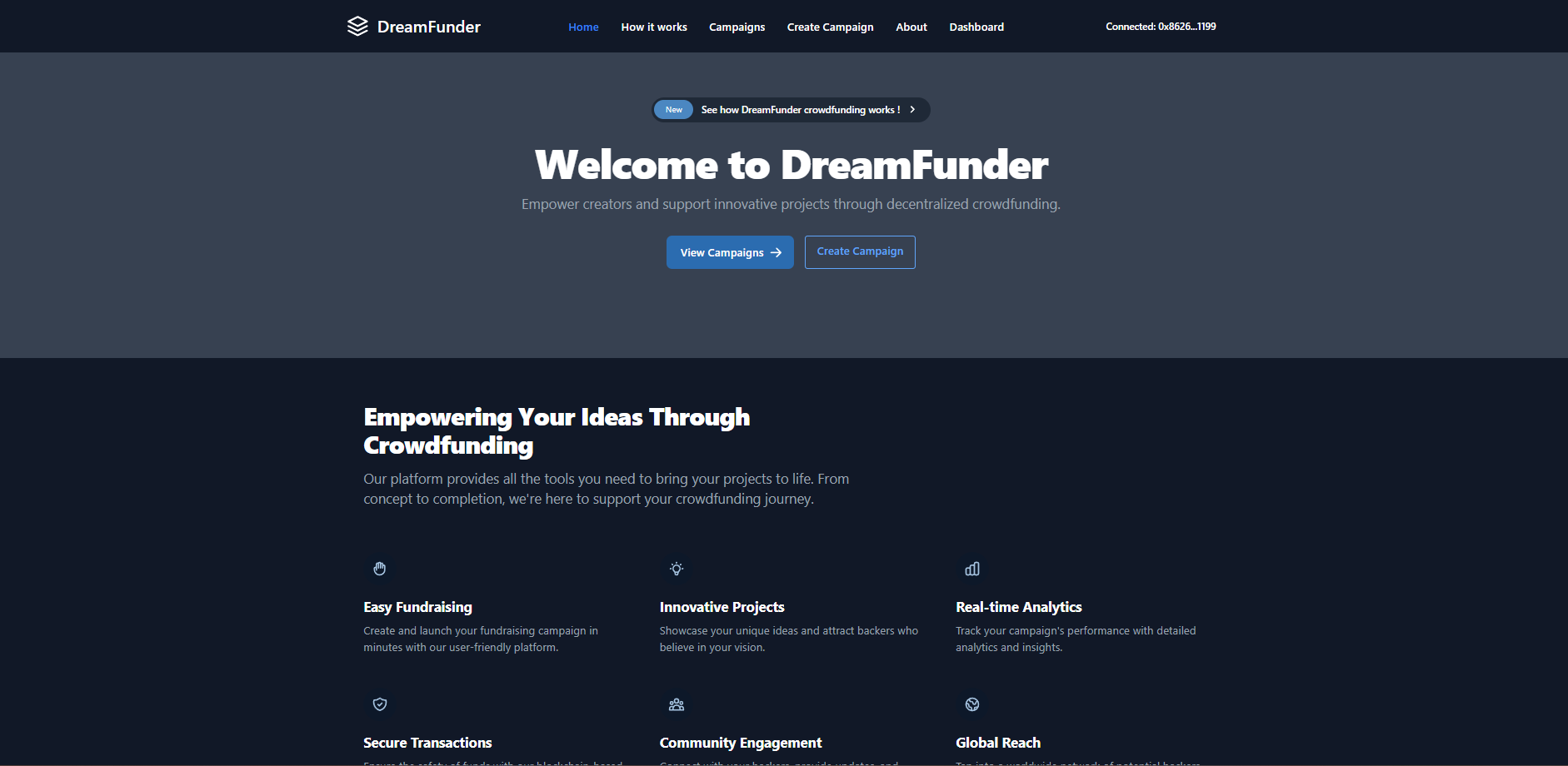 DreamFunder - Blockchain Crowdfunding Platform